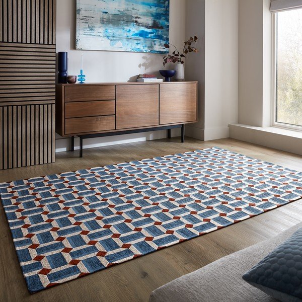 Covor albastru 120x170 cm Lennox Geometric – Flair Rugs-image-1