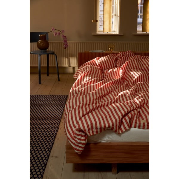 Lenjerie de pat cărămiziu/bej din țesătură crep pentru pat de o persoană 140x200 cm Bæk&Bølge – JUNA-image-4