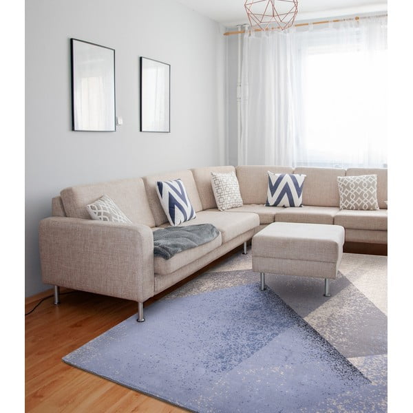 Covor albastru deschis din lână 200x300 cm Folds – Agnella-image-1