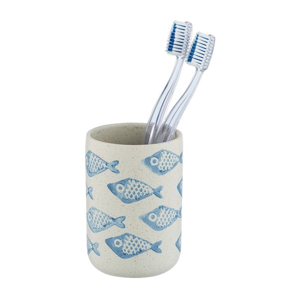 Suport ceramică pentru periuțe de dinți Wenko Aquamarin, alb - albastru-image-2
