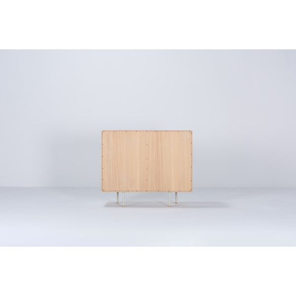 Comodă albă/în culoare naturală joasă din lemn de stejar 118x100 cm Fina – Gazzda-image-4