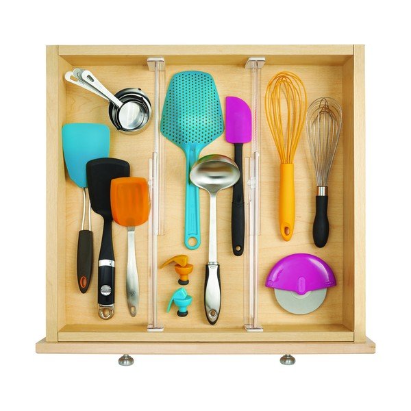 Set 2 separatoare transparente pentru sertare bucătărie iDesign Linus, 37 cm-image-3