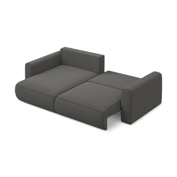 Colțar gri închis extensibil/cu spațiu de depozitare cu tapițerie din catifea (cu colț pe partea stângă/cu șezlong) Kapua – Makamii-image-3