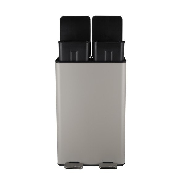 Coș de gunoi taupe pentru reciclare/cu pedală 2x30 l din oțel   Aliya – Spirella-image-2