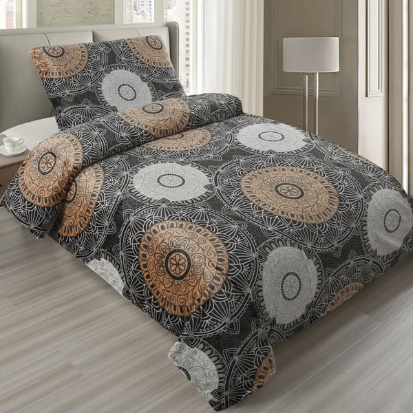 Lenjerie de pat negru-maro din micropluș pentru pat dublu 220x200 cm – My House