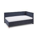Pat pentru copii  albastru închis pe colț tapițat cu spațiu de depozitare cu somieră 140x200 cm Fun – Meise Möbel