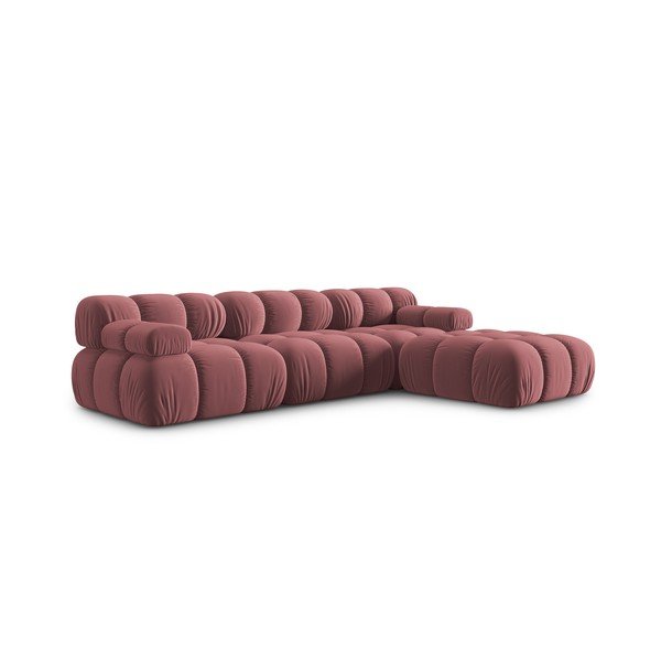Colțar roz cu tapițerie din catifea Bellis – Micadoni Home-image-3