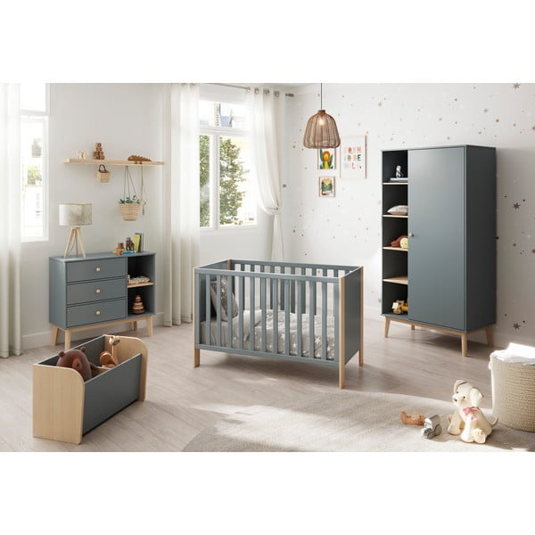 Pătuț în culoare naturală/verde prăfuit 60x120 cm Esteban – Marckeric-image-1