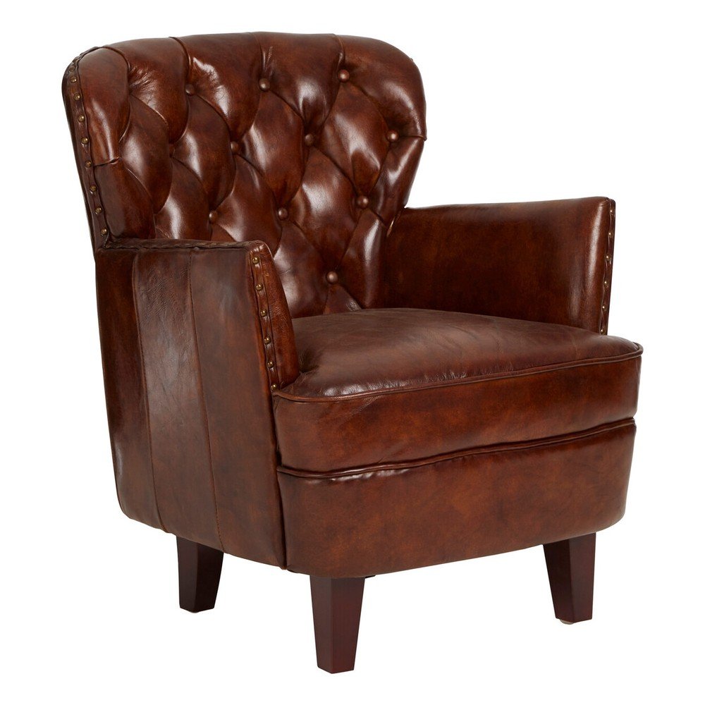 Fotoliu maro cu tapițerie din piele Victor – Premier Housewares