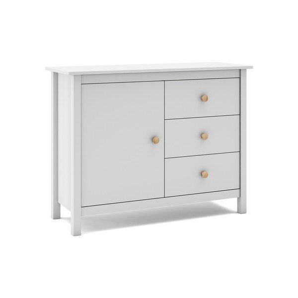 Comodă pentru copii albă joasă din lemn de pin 90x80 cm Max – Marckeric-image-4