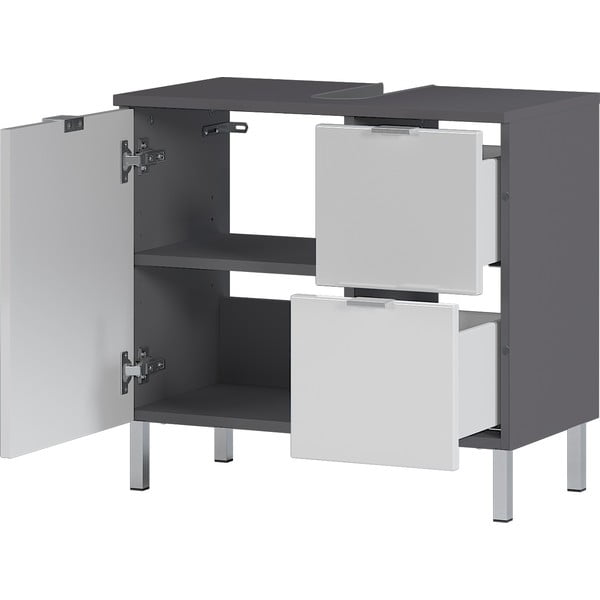 Dulap sub chiuvetă Germania Mauresa, lățime 60 cm, alb - gri-image-3