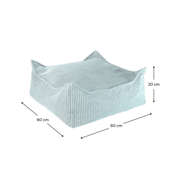 Fotoliu puf pentru copii verde mentă cu tapițerie din catifea reiată Square – Wigiwama-image-4