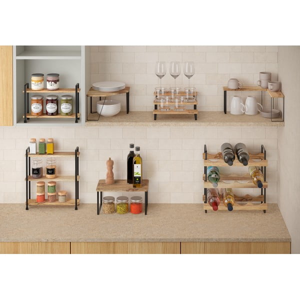 Raft suplimentar negru mat/în culoare naturală pentru colț din lemn 25x25 cm York – Metaltex-image-4