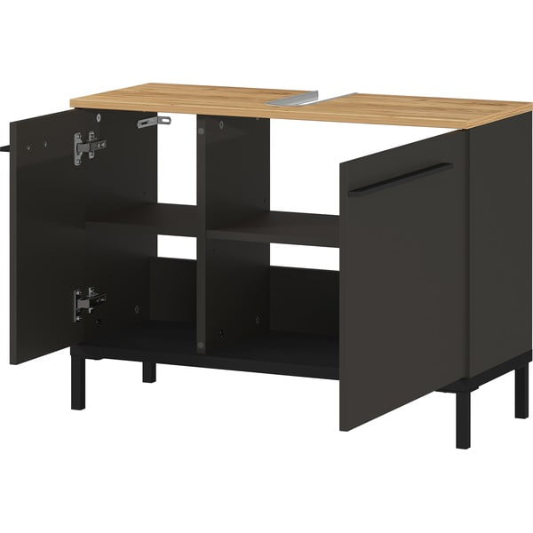 Dulap gri închis sub chiuvetă cu aspect de stejar 80x59 cm Yonkers - Germania-image-2