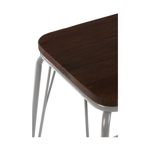 Scaun tip taburet gri/în culoare naturală închisă din lemn de ulm District – Premier Housewares-image-2