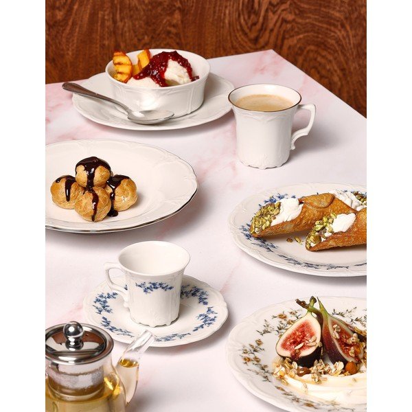 Farfurioară albă/albastră din porțelan ø 12 cm Retro – BonBistro-image-1
