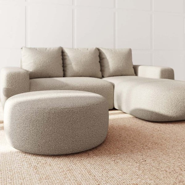 Taburet bej cu tapițerie din țesătură bouclé Monce – Rodier-image-1