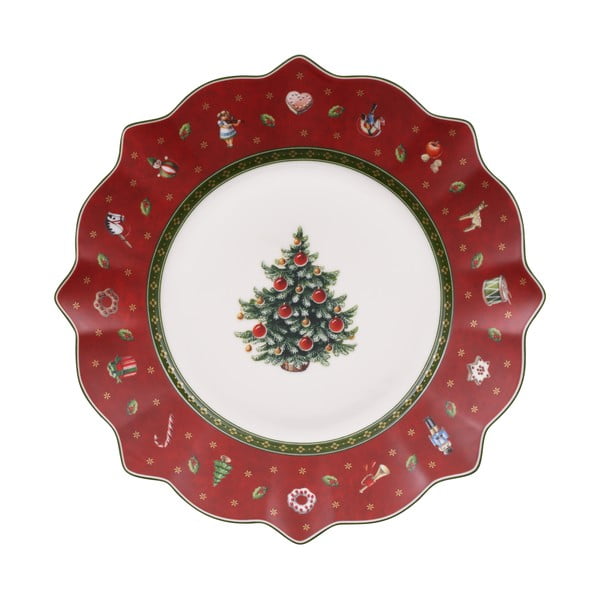 Farfurie din porțelan roșu cu motiv de Crăciun Villeroy & Boch, ø 24 cm
