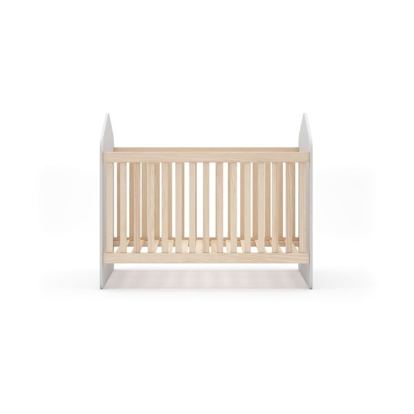 Pătuț alb/în culoare naturală cu aspect de lemn de pin 60x120 cm Estefania – Marckeric-image-2