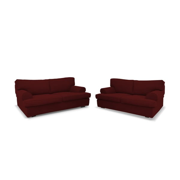 Set 2 canapele cu 3 și 4 locuri Rodier Merino, roșu