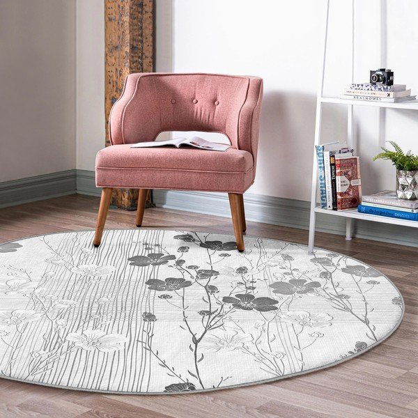 Covor rotund  gri lavabil adecvat și  pentru aspiratoare robot   ø 80 cm Comfort – Mila Home-image-4