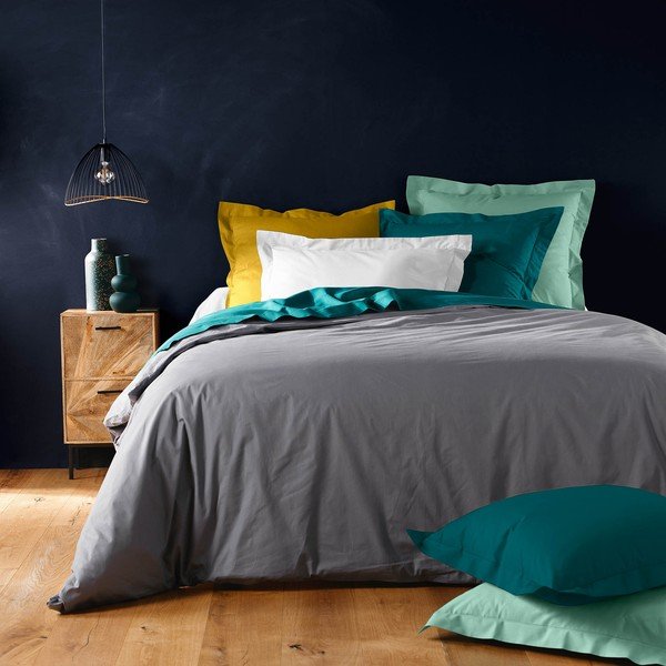 Husă de pilotă neagră din bumbac pentru pat dublu/extinsă 240x220 cm Lina – douceur d'intérieur-image-3