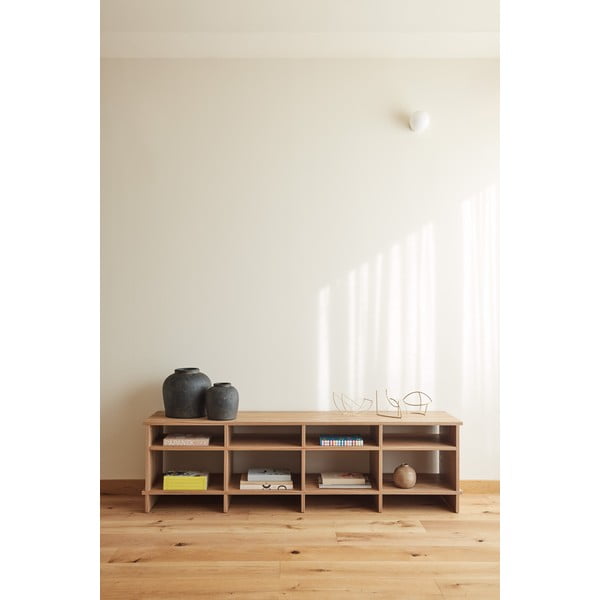 Comodă TV în culoare naturală cu aspect de lemn de stejar 180x50x40 cm Inari – Teulat-image-1