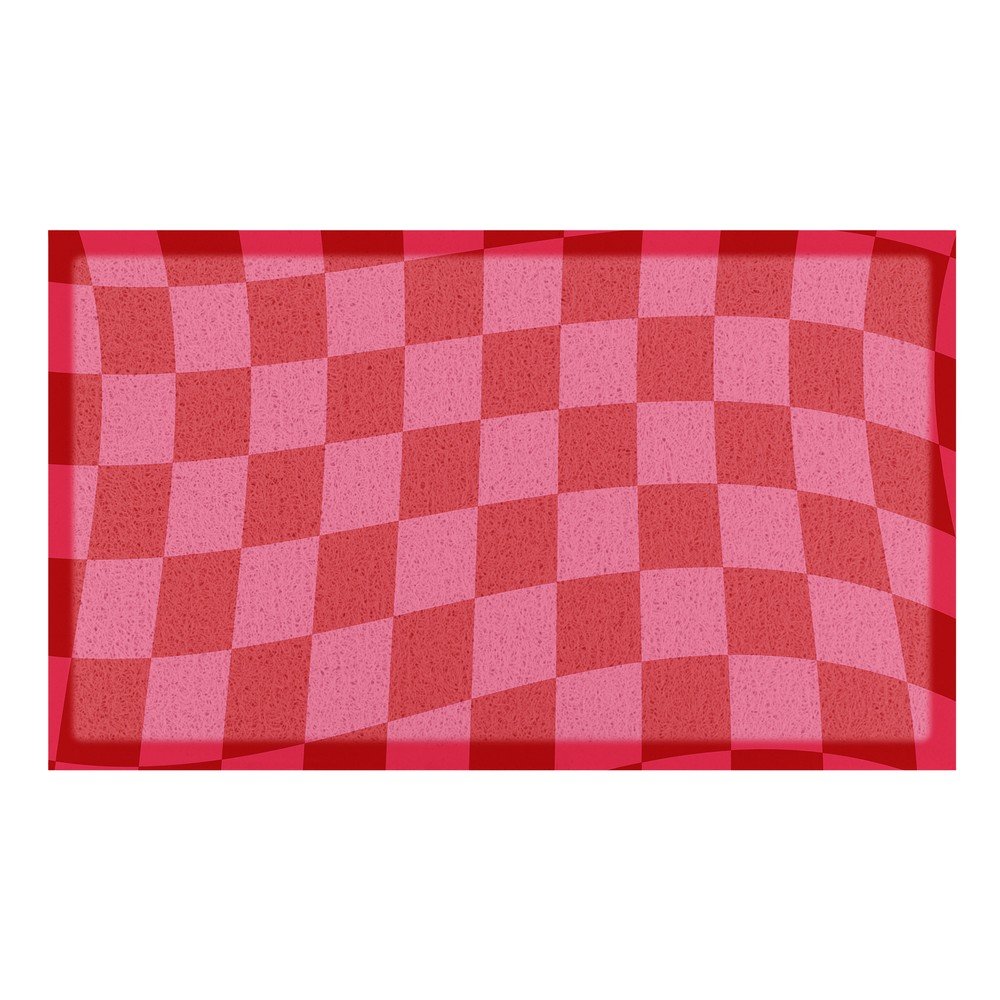 Covoras de intrare din plastic reciclat 40x70 cm Wavy Checkerboard – Artsy Doormats