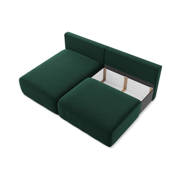 Colțar verde închis extensibil/cu spațiu de depozitare cu tapițerie din catifea (cu colț pe partea stângă/cu șezlong) Kalena – Makamii-image-4