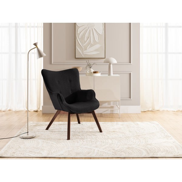 Fotoliu negru cu tapițerie din catifea reiată Niko – Ropez-image-4