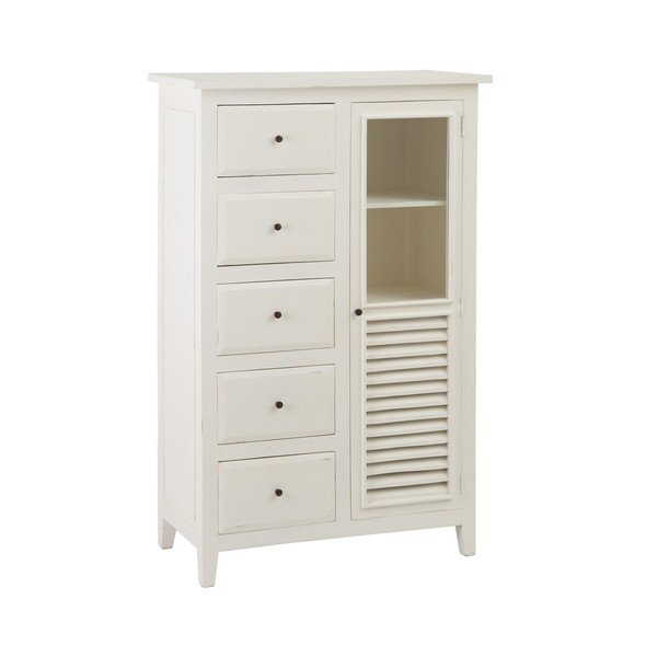 Comodă albă înaltă din lemn de mindi 95x150 cm Luanco – Ixia