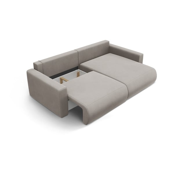 Colțar gri deschis extensibil, cu spațiu de depozitare cu tapițerie din catifea Belfast – Cosmopolitan Design-image-4