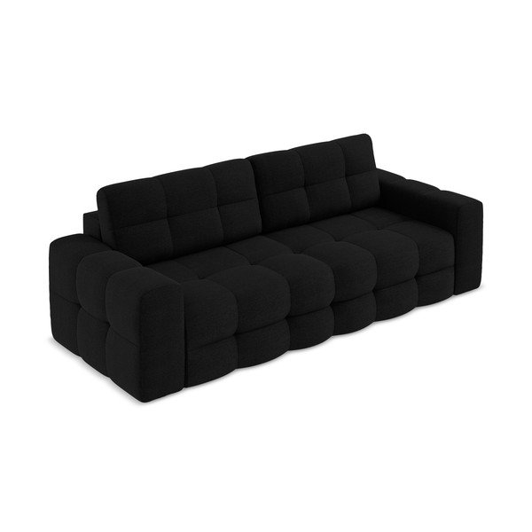 Canapea neagră extensibilă cu tapițerie din țesătură bouclé 255 cm Milu – Makamii-image-2