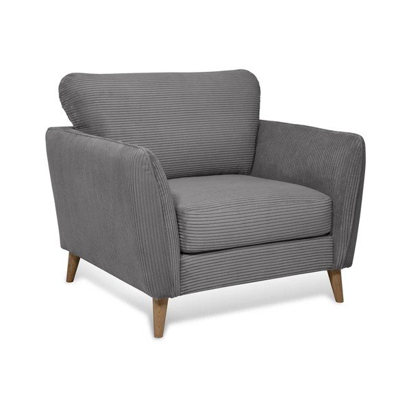 Fotoliu gri închis cu tapițerie din catifea reiată Paris – Scandic