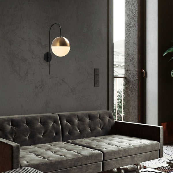 Aplică de perete neagră/aurie ø 20 cm Bastos – Opviq lights-image-1