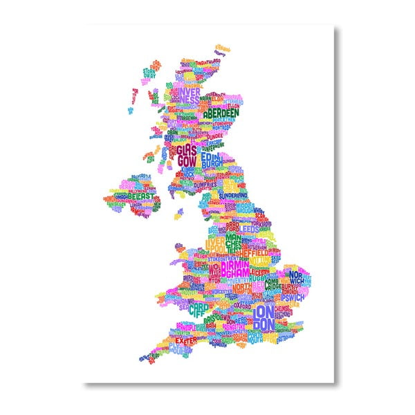 Poster Marea Britanie Americanflat Towns, 60 x 42 cm, multicolor