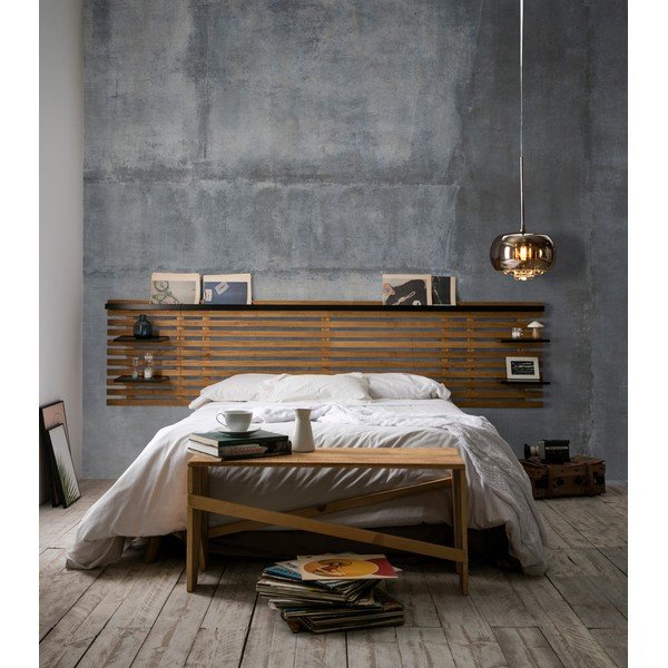 Tăblie de pat neagră/în culoare naturală din lemn masiv de pin 240x62 cm Nidra – Marckeric-image-1