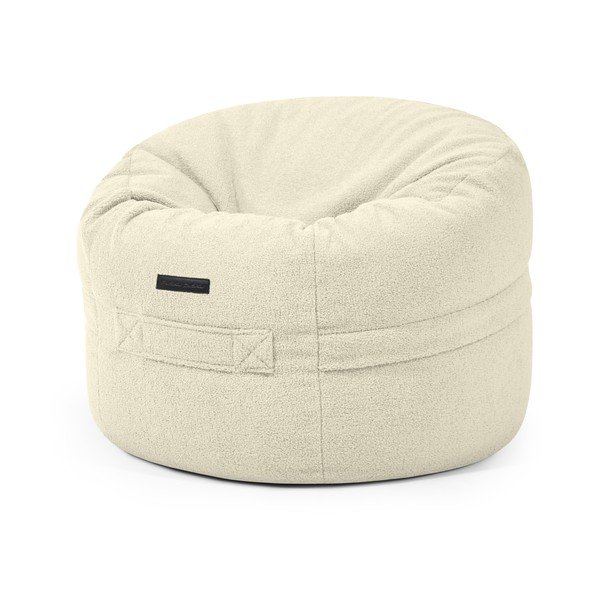 Fotoliu puf pentru copii crem cu tapițerie din țesătură bouclé Roll 80 – SLOWDOWN