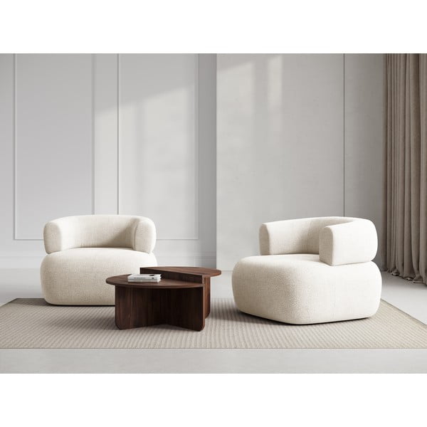 Fotoliu bej cu tapițerie din țesătură bouclé Jenny – Micadoni Home-image-1