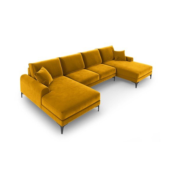Canapea în formă de U din catifea Mazzini Sofas Madara, galben-image-4