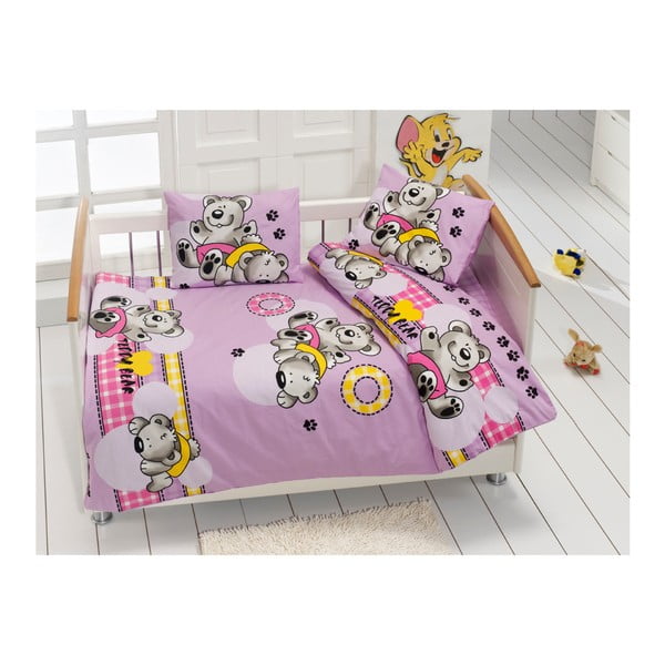 Lenjerie pat din bumbac pentru copii Teddy, 100 x 150 cm