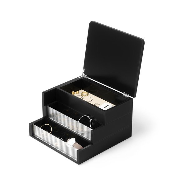 Organizator de baie negru mat din lemn Malibu – Umbra