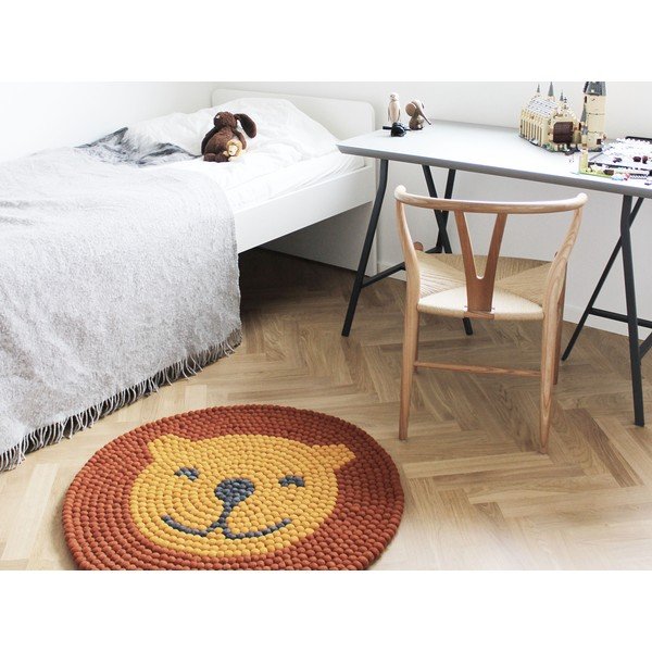 Covor cu bile din lână pentru camera copiilor Wooldot Ball Rugs Lion, ⌀ 90 cm-image-2