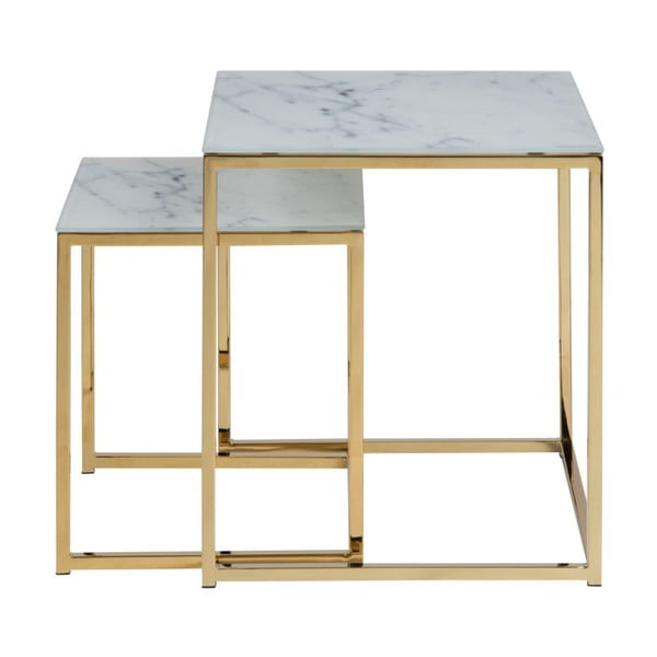 Set 2 măsuțe auxiliare, decor marmură albă Actona Alisma-image-3