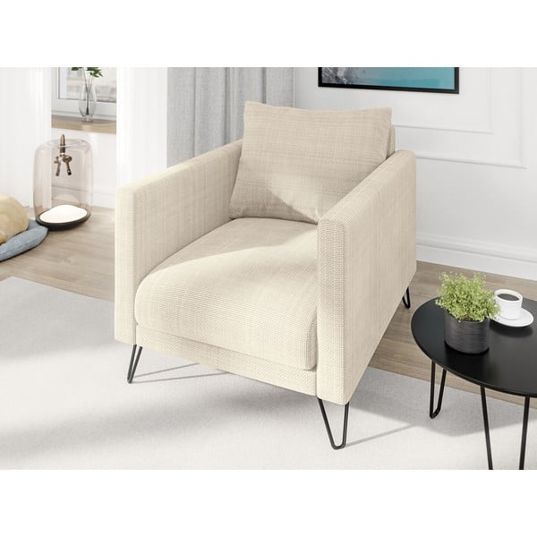 Fotoliu crem cu tapițerie din chenille Freya – Ropez-image-3