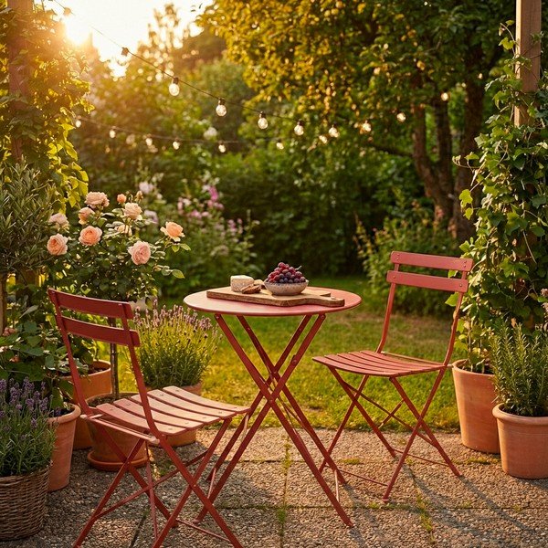 Set de dining pentru grădină teracotă din oțel pentru 2 persoane Austin – Bizzotto-image-4