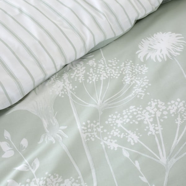 Lenjerie de pat Catherine Lansfield Meadowsweet Floral, 200 x 200 cm, alb - verde-image-3