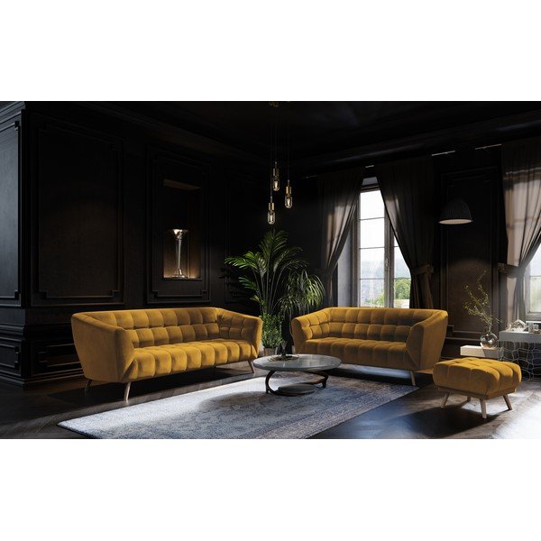 Taburet cu tapițerie de catifea Interieurs 86 Étoile, galben-image-3