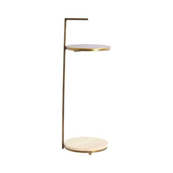 Măsuță auxiliară rotundă cu blat din piatră ø 26 cm Leda – Light & Living