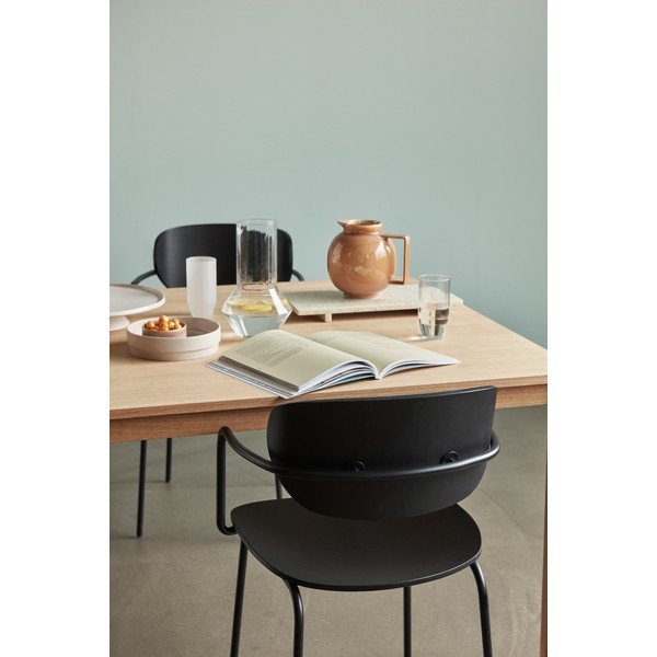 Scaun de dining negru cu cotiere/stivuibil din metal Arch – Hübsch-image-2